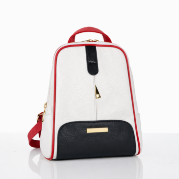 Valódi bőr női hátizsák fehér-piros-kék színben