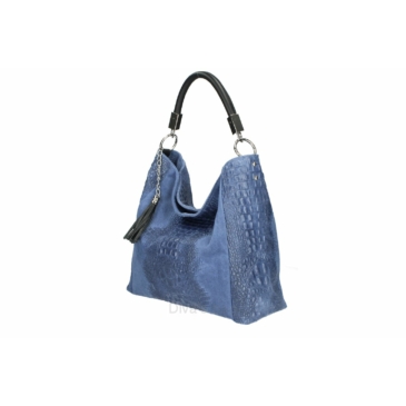 Olasz Valódi bőr női válltáska farmerkék színben