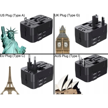 VERK Prémium minőségű Világ adapter USB Töltővel 06313