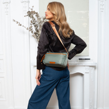 Peterson női oldaltáska zöld-barna színben