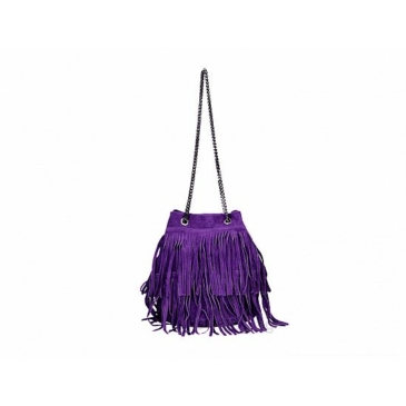 Valódi bőr Rojtos női oldaltáska Lila színben 