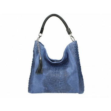 Olasz Valódi bőr női válltáska farmerkék színben