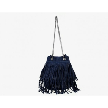 Valódi bőr Rojtos női oldaltáska Sötétkék színben