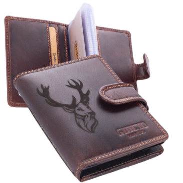 GIULIO Valódi bőr  vadász kártyatartó RFID védelemmel díszdobozban szarvas mintával