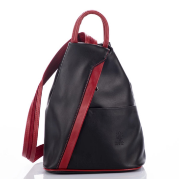 Valódi bőr női hátizsák Fekete-Piros színben S6925