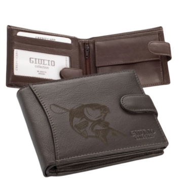 Horgász bőr férfi pénztárca díszdobozban RFID rendszerrel ( 8 kártyatartó )*