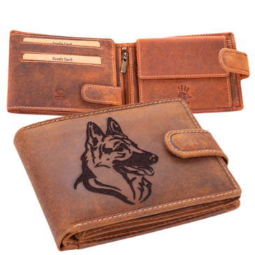 Giulio  pénztárca bőr díszdobozban németjuhász kutya mintával RFID rendszerrel