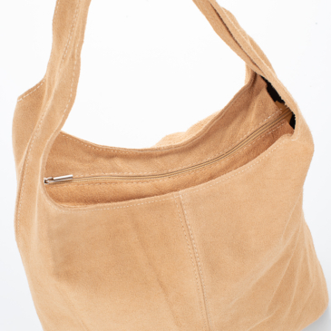 Valódi velúrbőr női táska bézs színben