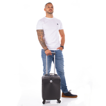 LEONARDO DA VINCI Bőrönd kabin XS méret kivehető kerékkel Keményfalú WIZZ ingyenes kabinbőrönd