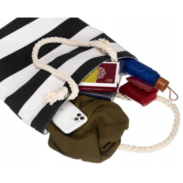 Strandtáska fekete-fehér színben