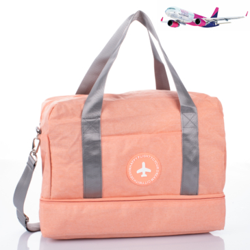 Utazótáska/hátizsák Wizzair méretű fedélzeti táska 40 x 30 x 20 cm lazac színben