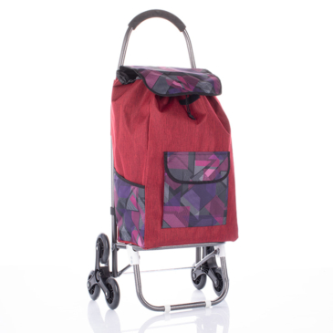 Nagyméretű ultrakönnyű lépcsőjáró gurulós bevásárlókocsi bordó