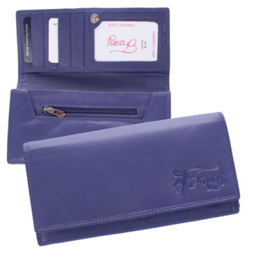 Fairy valódi bőr pénztárca kék színben RFID rendszerrel díszdobozban