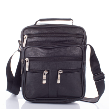 Valódi bőr férfi oldaltáska fekete színben