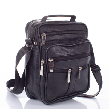 Valódi bőr férfi oldaltáska fekete színben