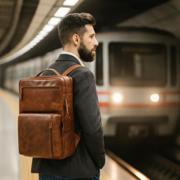 Giulio 3 funkciós Valódi bőr férfi hátizsák barna színben 