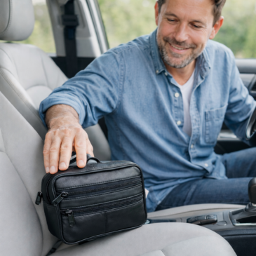 Valódi bőr autóstáska fekete színben