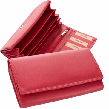 Valódi bőr brifkó pénztárca piros színben díszdobozban RFID védelemmel