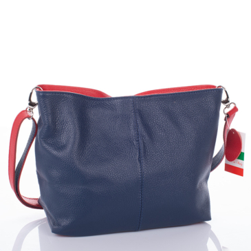 Valódi bőr női táska kék-piros színben