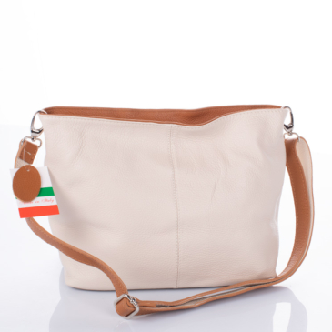 Valódi bőr női táska bézs-konyak színben