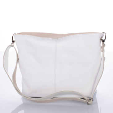 Valódi bőr női táska fehér-bézs színben