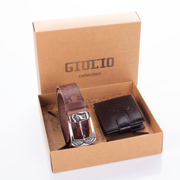 GIULIO Férfi Vadász Ajándékcsomag – Valódi Bőr Pénztárca &amp; Öv Szett