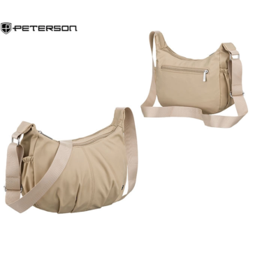 Peterson női sokzsebes oldaltáska bézs színben