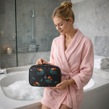 Felakasztható Kozmetikai táska flamingó mintával
