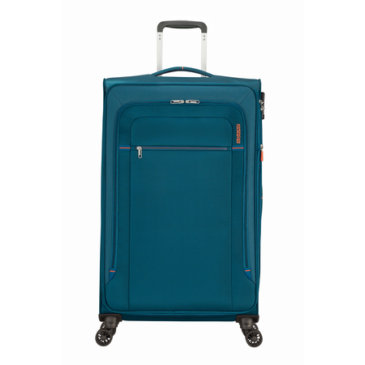 American Tourister Crosstrack Spinner bővíthető bőrönd 79 cm Navy/Orange színben