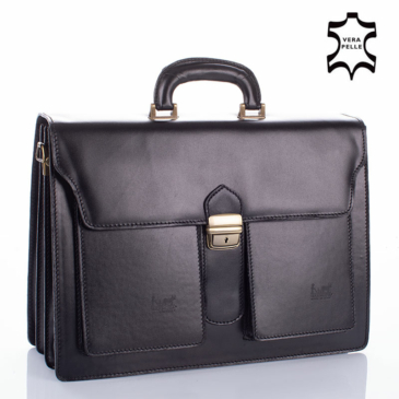 Maxmoda Valódi bőr aktatáska 3 részes fekete színben