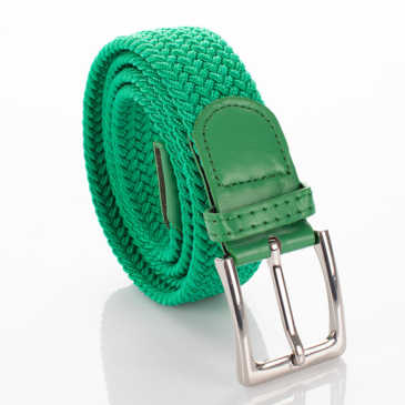 Bőr-szövet smaragd zöld színű rugalmas öv