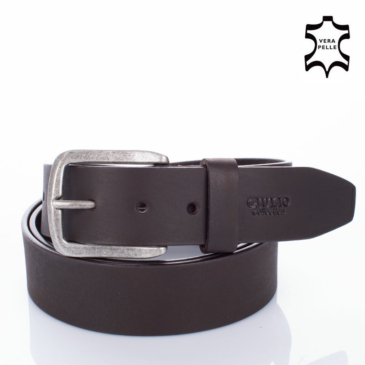 GIULIO COLLECTION Valódi bivalybőr férfi öv XXXL-es méret barna színben 135 cm