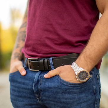 Férfi öv fekete színben 115 cm