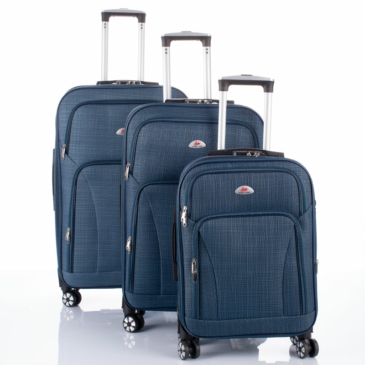 3 db-os bőrönd szett farmerkék színben