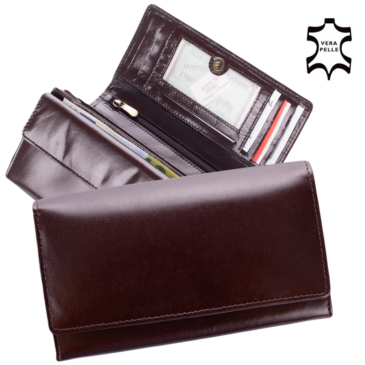 Valódi bőr női brifkó pénztárca díszdobozban sötét bordó színben