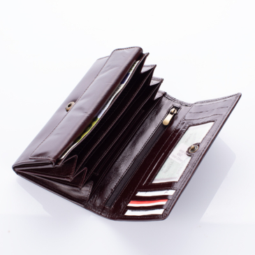 Valódi bőr női brifkó pénztárca díszdobozban sötét bordó színben