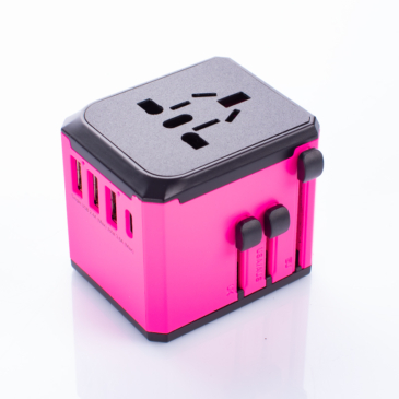 Utazási kiegészítők Világ adapter USB és USB C Töltővel Pink