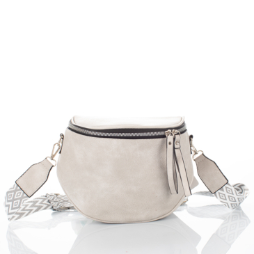 Keresztpántos női oldaltáska szürke színben