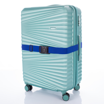 Számzáras biztonsági bőröndpánt heveder royalkék színben rugalmas gumírozott