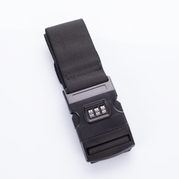 Számzáras biztonsági bőröndpánt heveder fekete színben rugalmas gumírozott