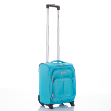Travelway Prémium Bőrönd Kézipoggyász méret 40 x 30 x 20 cm Világoskék színben