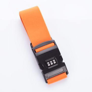 Számzáras biztonsági bőröndpánt heveder narancs színben rugalmas gumírozott