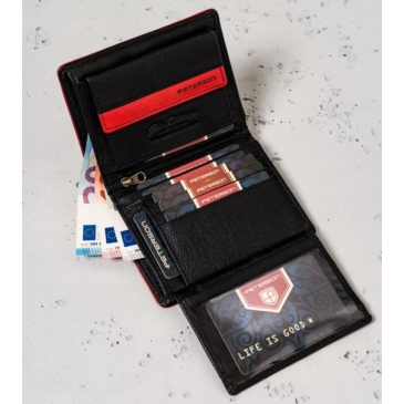 RFID bőrtárca PTN 302.03 Fekete+piros