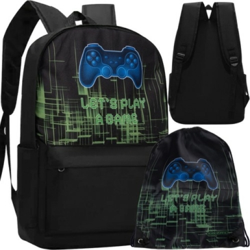 Laptoptartós gamer hátizsák iskolatáska ajándék tornazsákkal