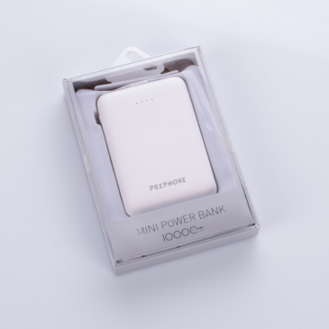 Mini Powerbank csatlakozó kábellel 10000 mAh Fehér