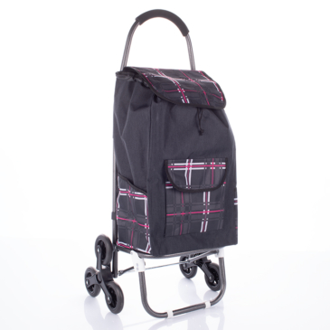 Nagyméretű ultrakönnyű lépcsőjáró gurulós bevásárlókocsi fekete