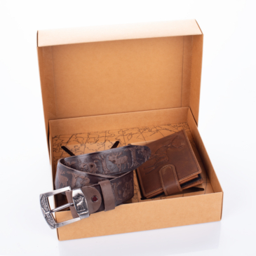 GIULIO Férfi Vadász Ajándékcsomag – Valódi Bőr Pénztárca &amp; Öv Szett