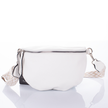 Keresztpántos női oldaltáska fehér színben 
