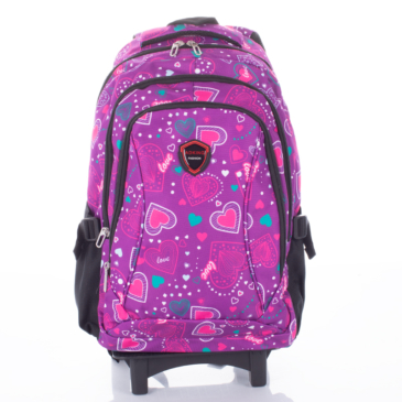 Gurulós iskolatáska Szivecske mintával