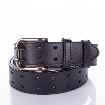 Duplacsatos Valódi bőr férfi öv fekete színben 120 cm